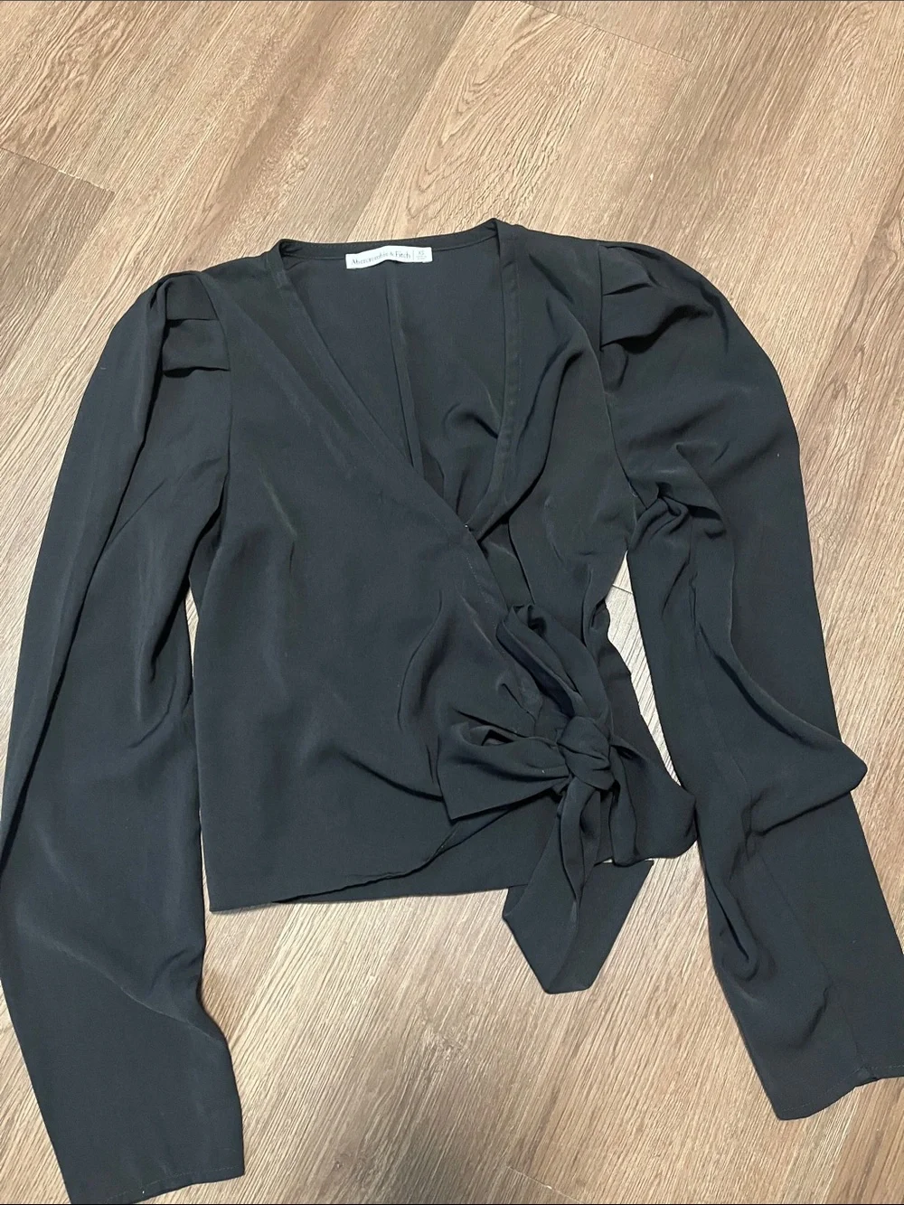 Abercrombie & Fitch Black Wrap Blouse with Side Knot